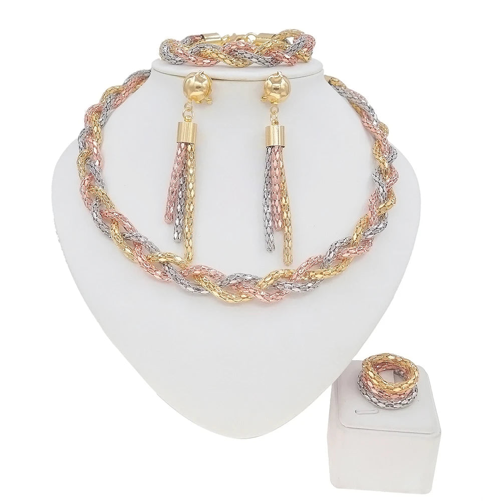 Zhuerrui Mother's Day Gift High Quality 18K Gold Plated MOM Jewelry Set Latest Italian Costume Simple Bridal Jewelry Sets HA0027