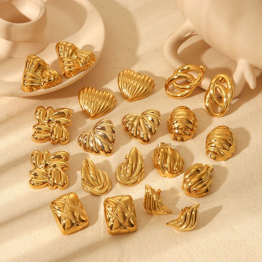 S&S Geometric Line Stud Earrings | 18K Gold Plated | S&S