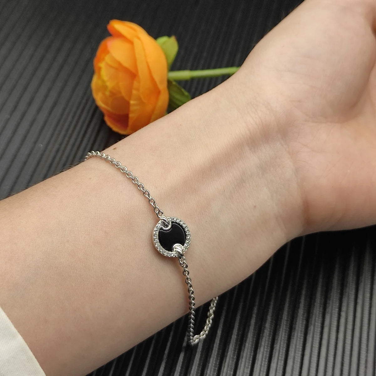 FASHIONISTA DY High-Quality Silver-Plated Round Beaded Bracelet with Diamonds, Gold-Plated Colored Gemstone Bracelet, Jewelry