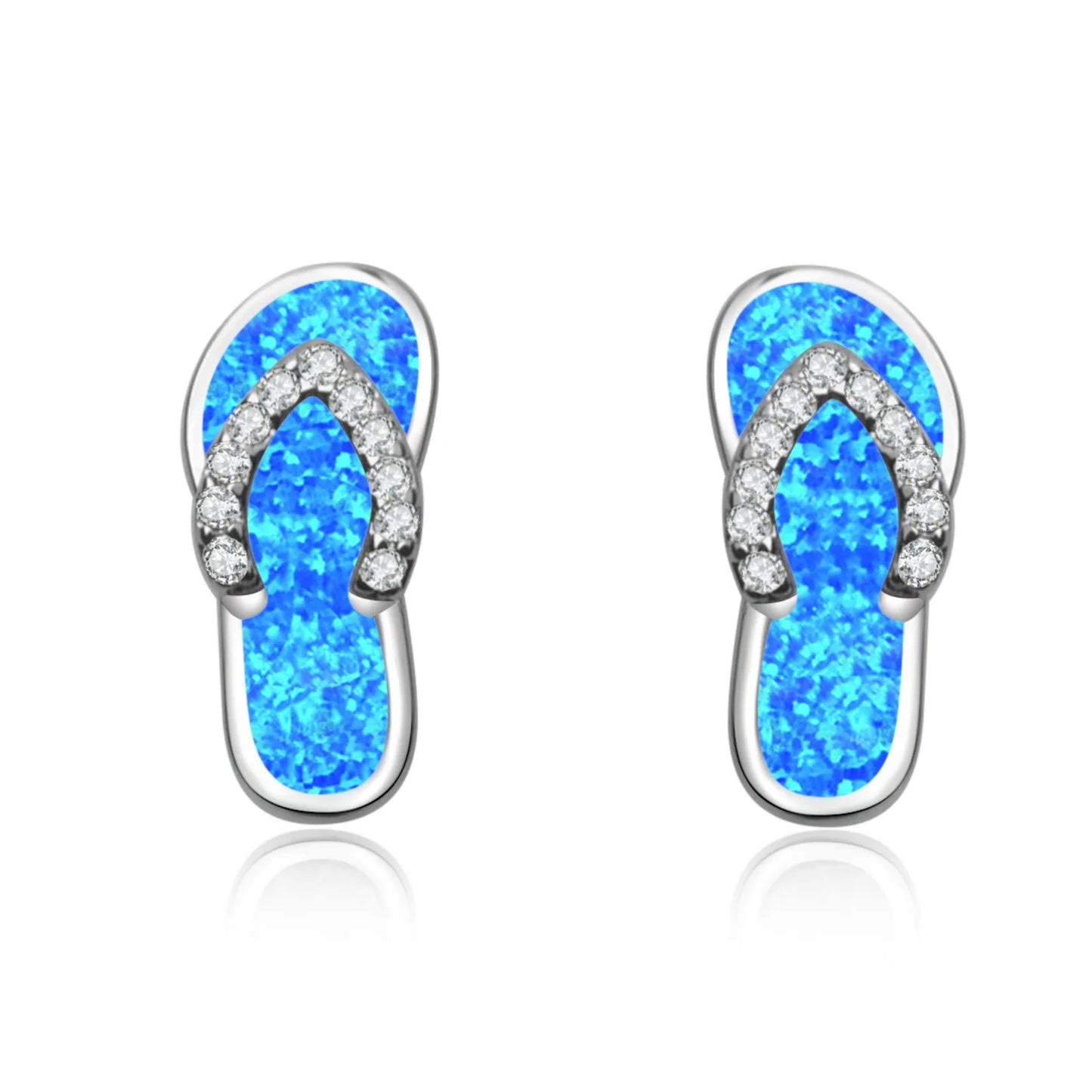 Jewelry for Women Bohemian Plant Floral Cluster Silver Plated  Opal Slippers Stud Earrings