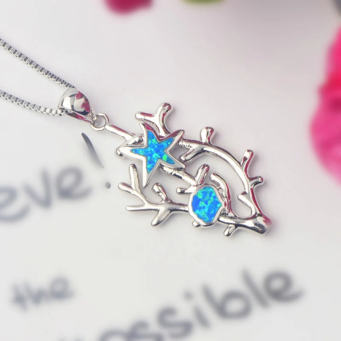 TikTok Ins Trendy Blue Sea Cucumber Pendant Necklace-Copper Opal Inlaid Sweater Chain Link Chain Fashion Jewelry Wholesale