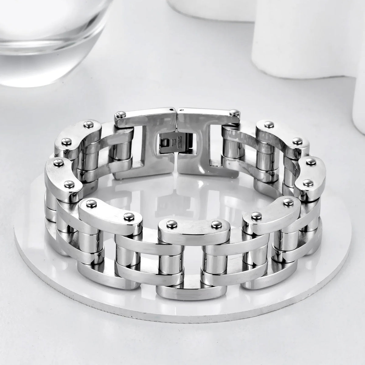 REBEL Hip Hop 22mm Chunky Wide Mens Bicycle Stainless Steel Anti Tarnish Bangles