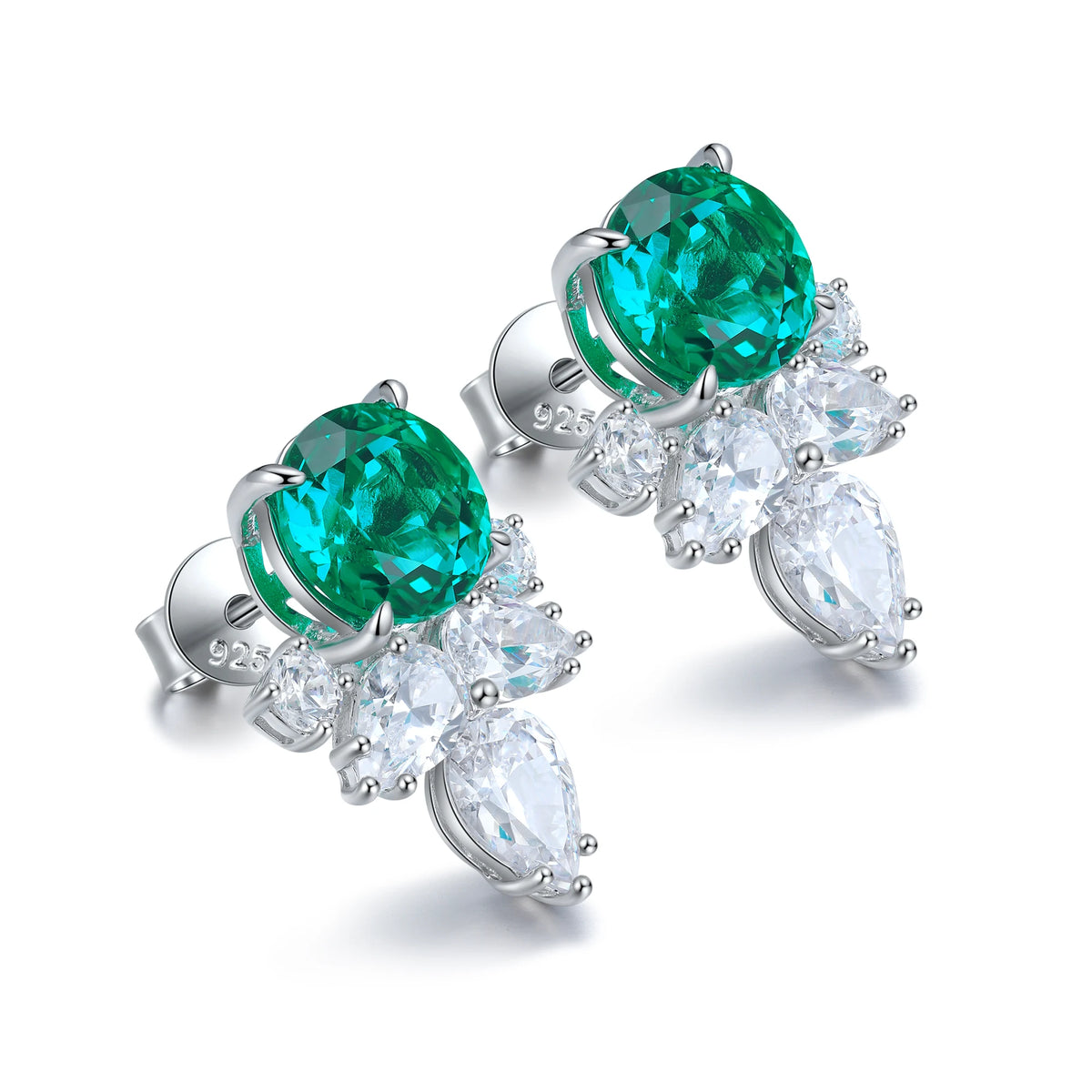 Gemfiori China Factory New Design Gemstone Cultivated Emerald Earrings