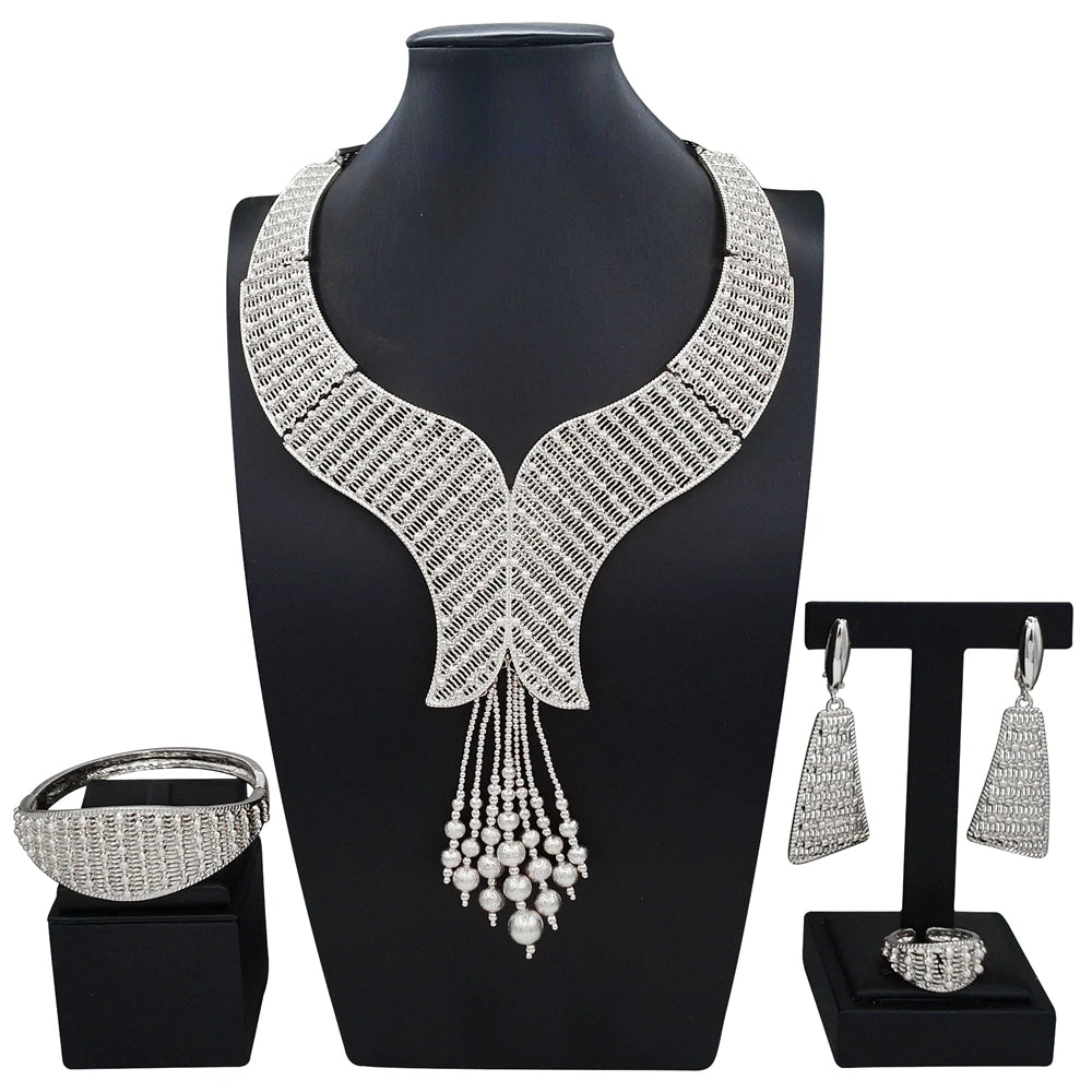 Zhuerrui Italiano Gold Designs Women Jewellery Set Party Fine Costume Jewelry Set Luxury Big Necklace Jewellery Sets X0007530