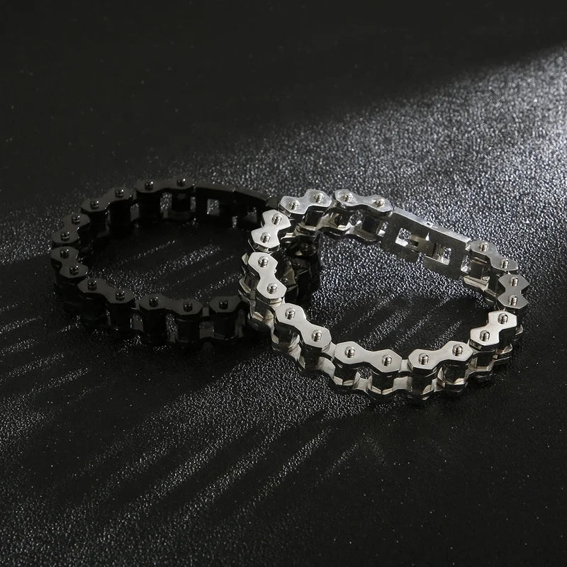 REBEL VIKING Punk Biker Chain Bracelet – Gold & Antiqued Stainless Steel