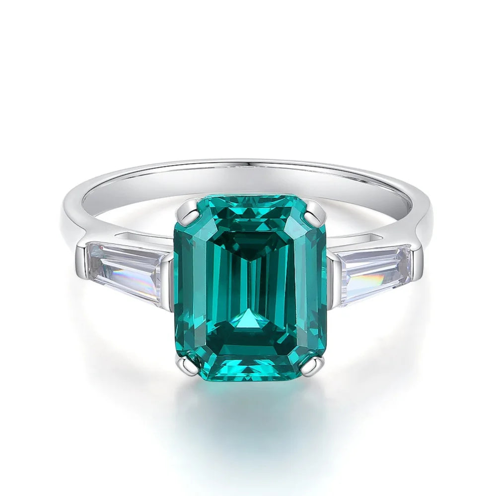 Wholesale 925 Sterling Silver Emerald 5A 8A Zirconia Ring Women Engagement Wedding Rings Custom Jewelry Manufacturing Supplies