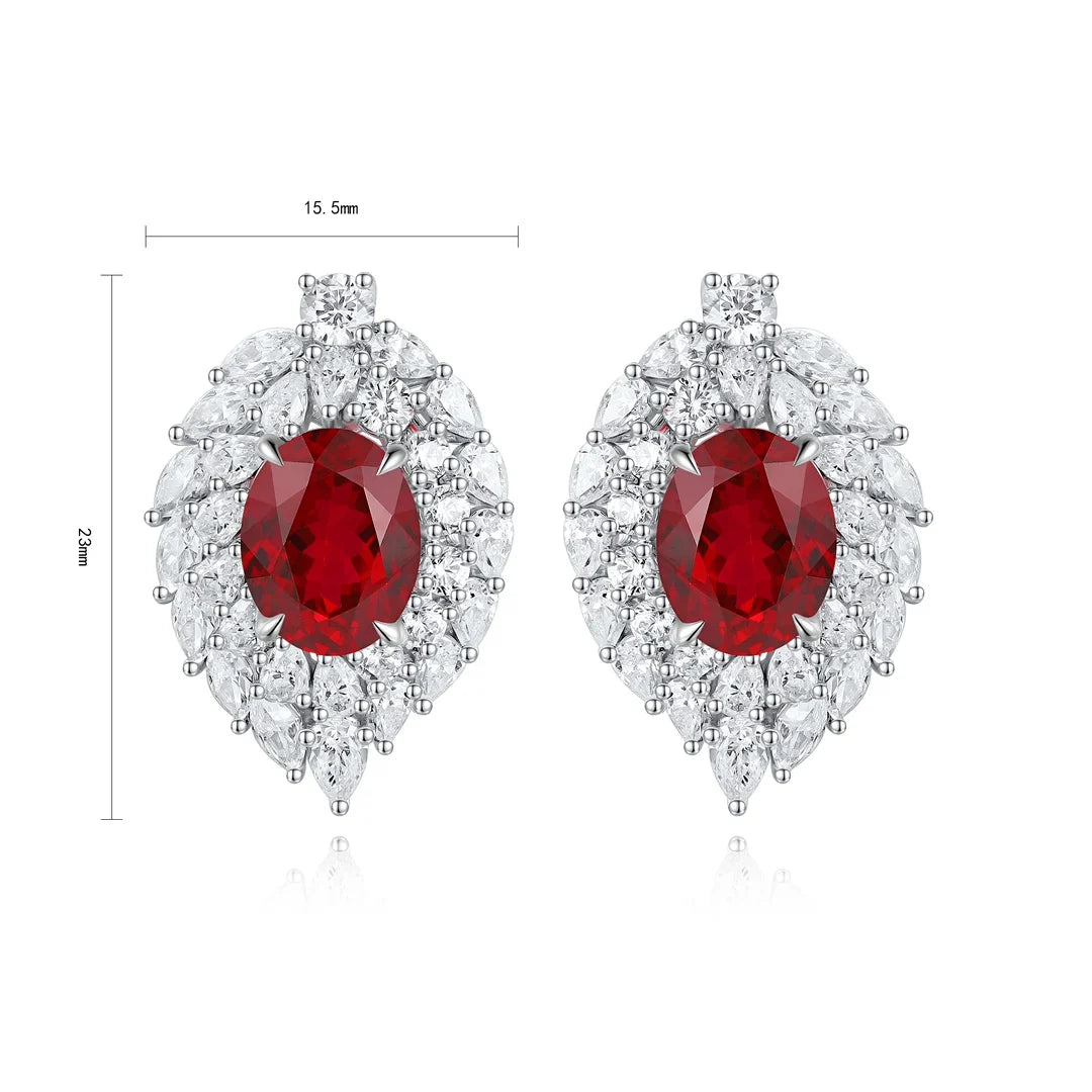 Gemfiori Anster High Quality S925 Lab Grown Ruby Earring Stud Dainty Gemstone Stud Earrings for Women Daily Wear Gift