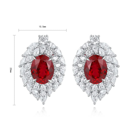 Gemfiori Anster High Quality S925 Lab Grown Ruby Earring Stud Dainty Gemstone Stud Earrings for Women Daily Wear Gift