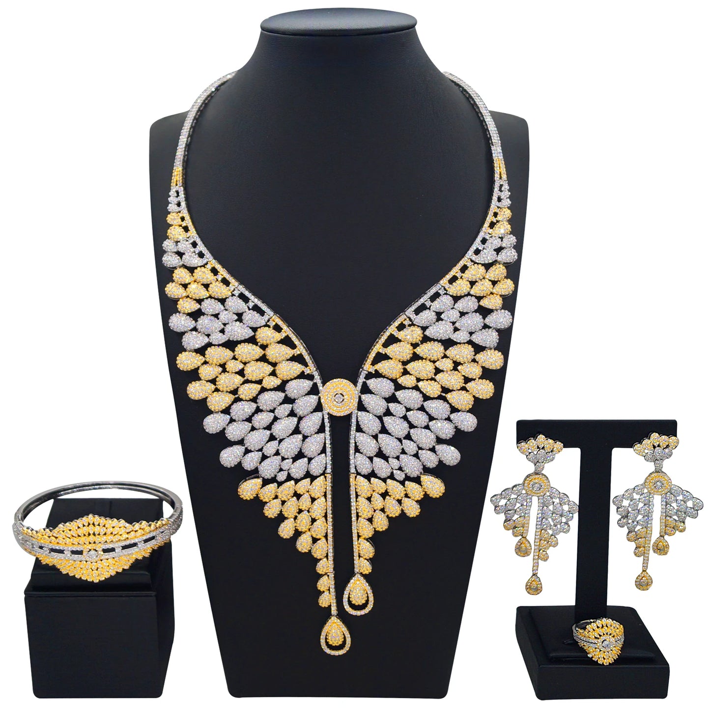 Zhuerrui Luxury 5A Zirconia Copper American Diamond Jewelry Set for Women No Tarnish Engagement Wedding Anniversary HZ25008189