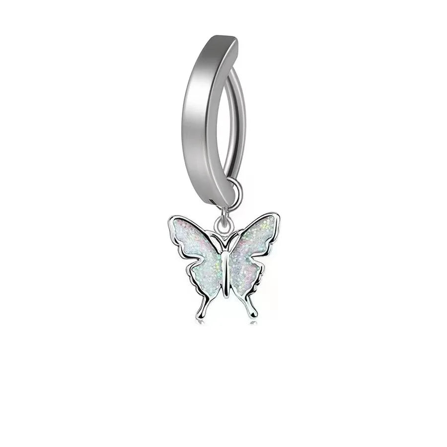 S&S Minimalist Curved Smooth Belly Button Nail butterfly Five Pointed Star Belly Button Buckle Piercing Jewelry