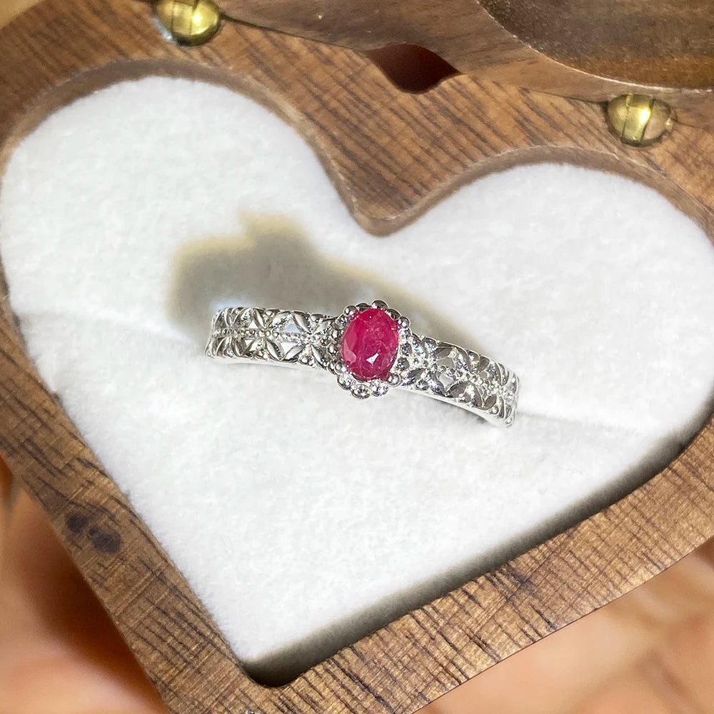 Gioiellieri Low Price Certified Natural Ruby Oval Cut Prong Setting Engagement Wedding 925 Sterling Silver Gold Plated Luxury Women's Ring
