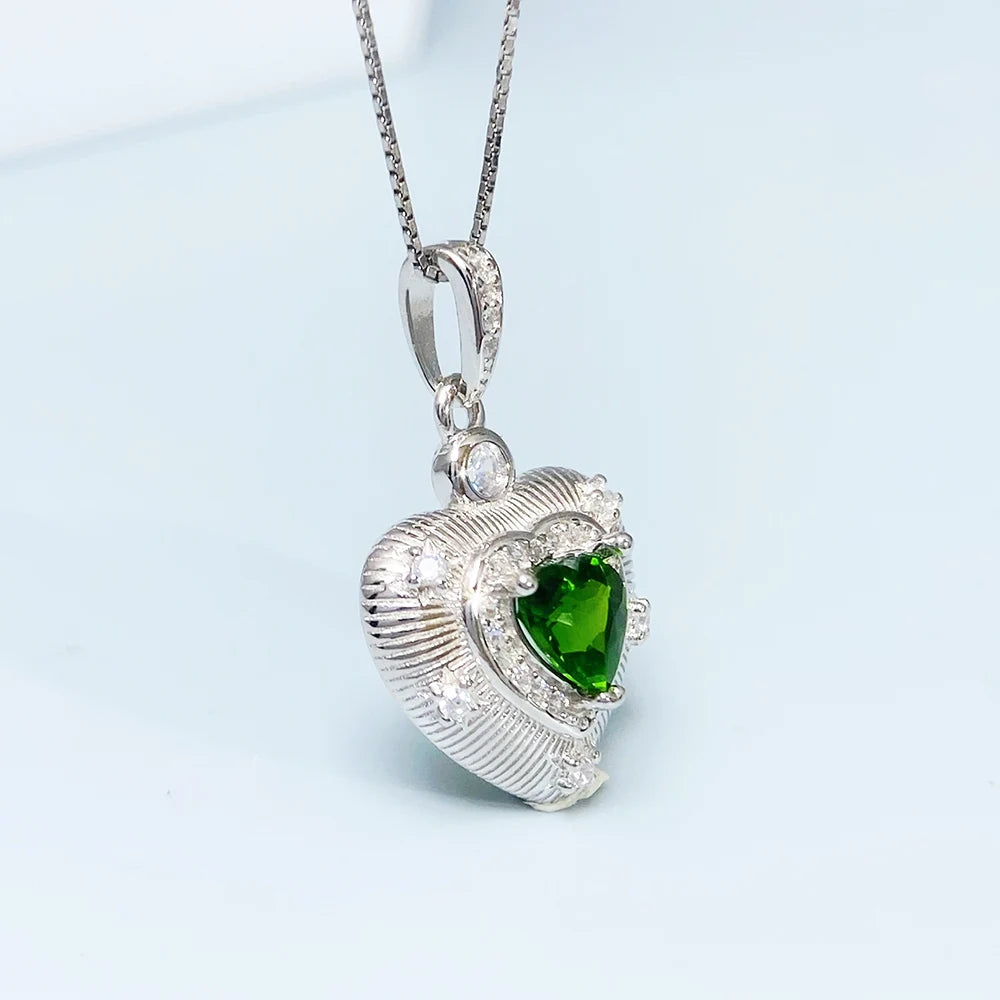 Gioiellieri Natural Chrome Diopside Pendant with S925 Sterling Silver for Women Elegant Green Gemstone Necklace Fine Jewelry Anniversary