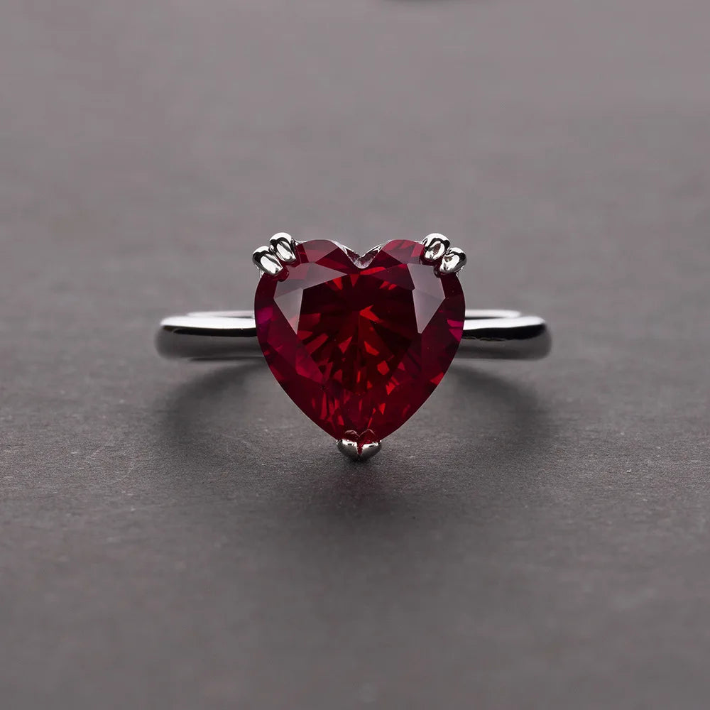 MuShan Jewelry Factory Cross Border Best Selling S925 Silver 4 Carat Heart 10*10 High Carbon Diamond Ring for Women