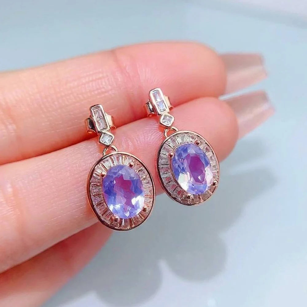 Gioiellieri Natural Lavender Amethyst Stud Earrings for Women with S925 Sterling Silver 925 Stamped Earth Mined VVS1 Purple Gemstone Jewelry