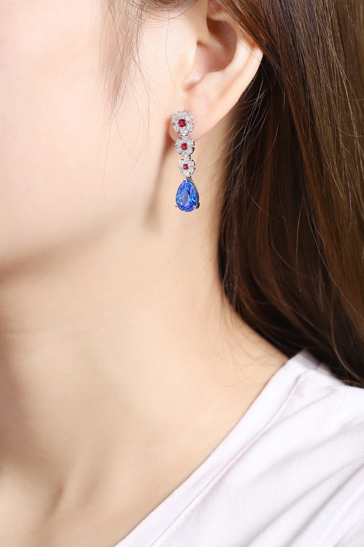 Gemfiori Anster High Quality S925 Lab Grown Cobalt Spinel Earring Stud Dainty Gemstone Stud Earrings for Women Daily Wear Gift