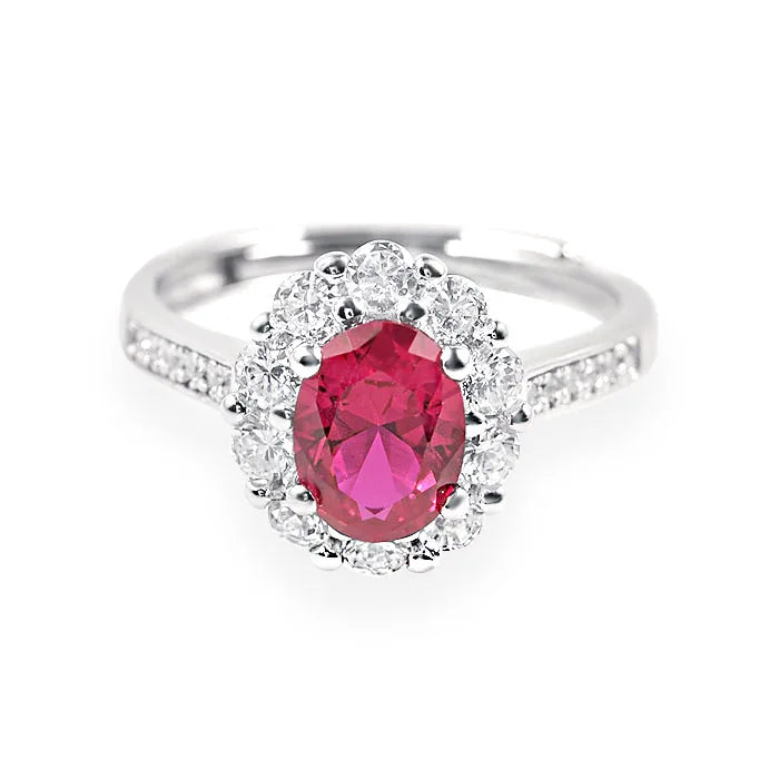 S&S 925 Silver Lab-Grown Ruby Jewellery | 18K White Gold Plated | Ring, Earrings, Pendant, Bracelet or Full Set