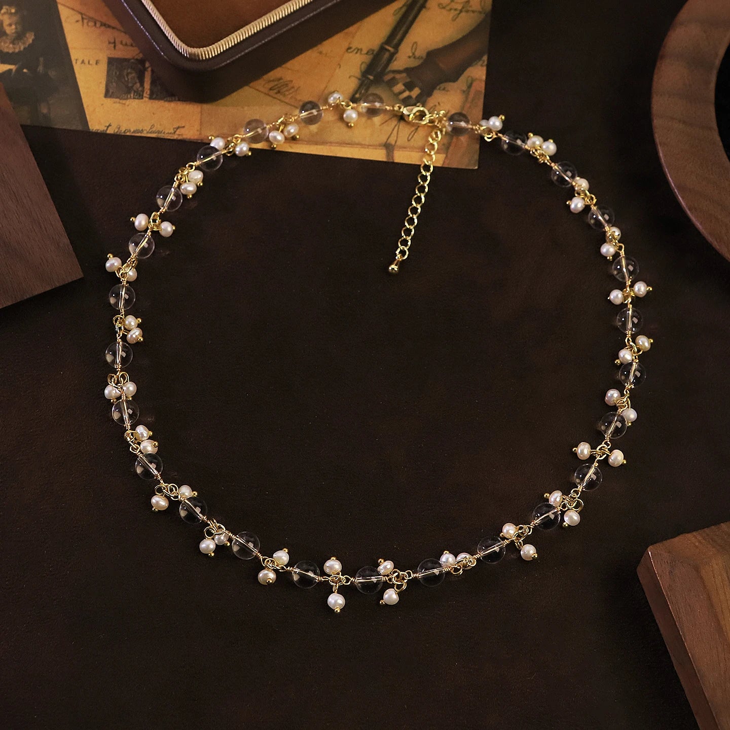 Natural Freshwater Pearl Glass Beaded Necklace for Daily Office Wedding Party Jewelry Gift Dainty Pearl Necklace Fashion Jewelry