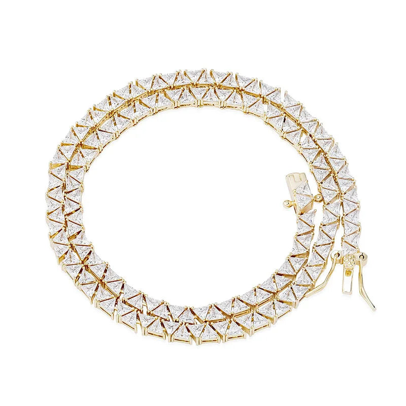 Luxury Bling Jewelry Triangular Zircon Choker Necklace Men Women's Hip Hop Tennis Zirconia CZ Diamond Geometric Chains Trendy