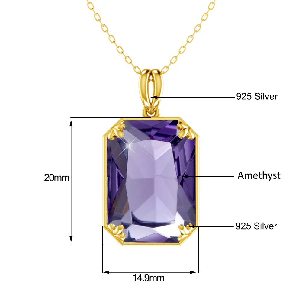 REDheart Classic British Court Jewelry Cocktail Party 925 Sterling Silver Plated 18K Gold Emerald Sapphire Pendant Necklace