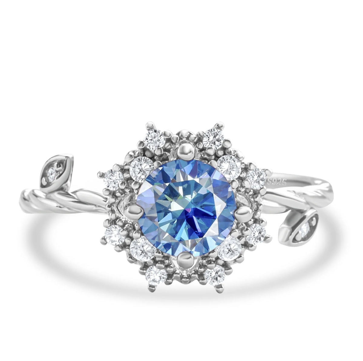 ArtistA Popular Fashion Jewelry 925 Sterling Silver Brilliant Round Cut 1CT VVS GRA Colored Moissanite Flower Rings for Women