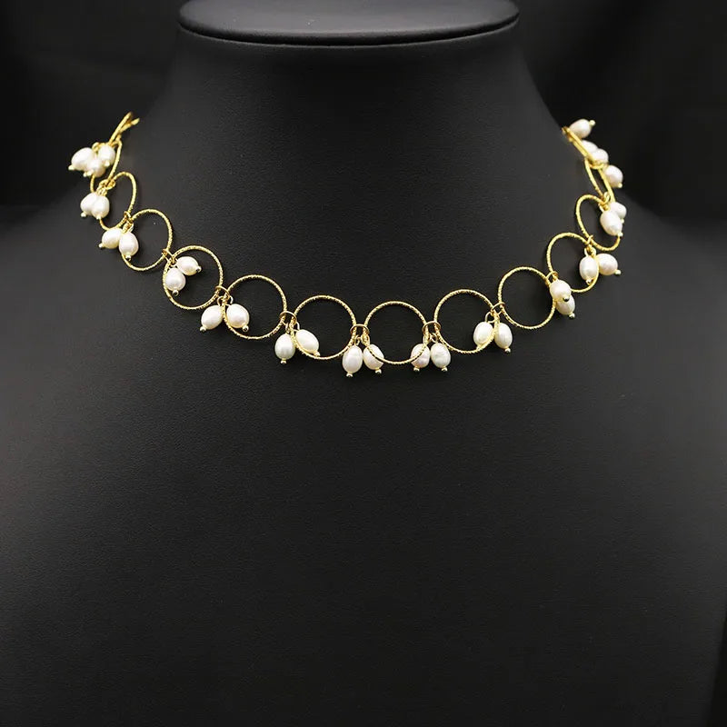 Fashion Elegant Circle Necklace Women's Jewelry Natural Pearl Necklace for Women