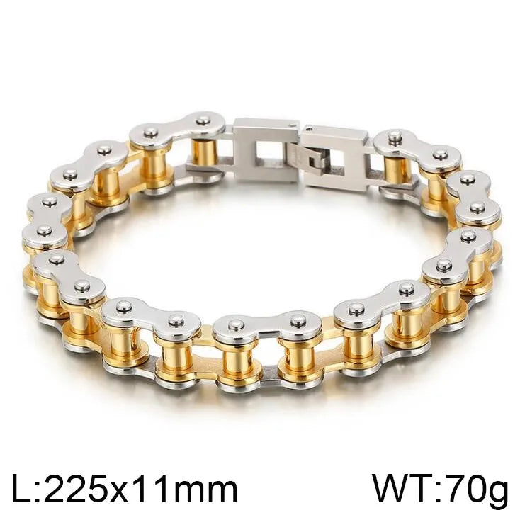KALEN Shiny Bicycle Chain Stainless Steel Charm Necklace Mens Bracelets
