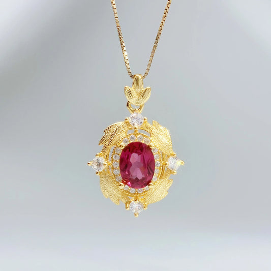 Gioiellieri Pyrope Garnet Pendant with S925 Sterling Silver for Girls Birthstone Jewelry January Birthday Present Dainty Necklace Jewelry