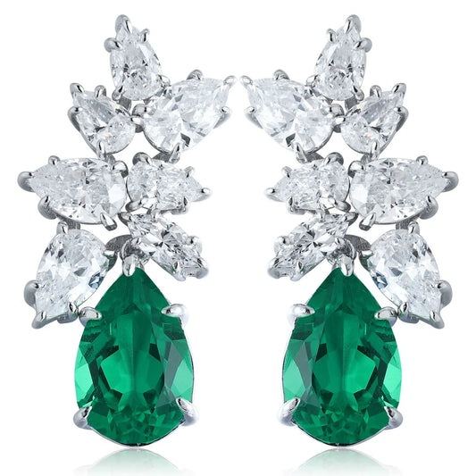 Gemfiori Customized 925 Silver Pendant Earrings with Cultivated Gemstone Luxury High-End Engagement and Wedding Jewelry for Gift