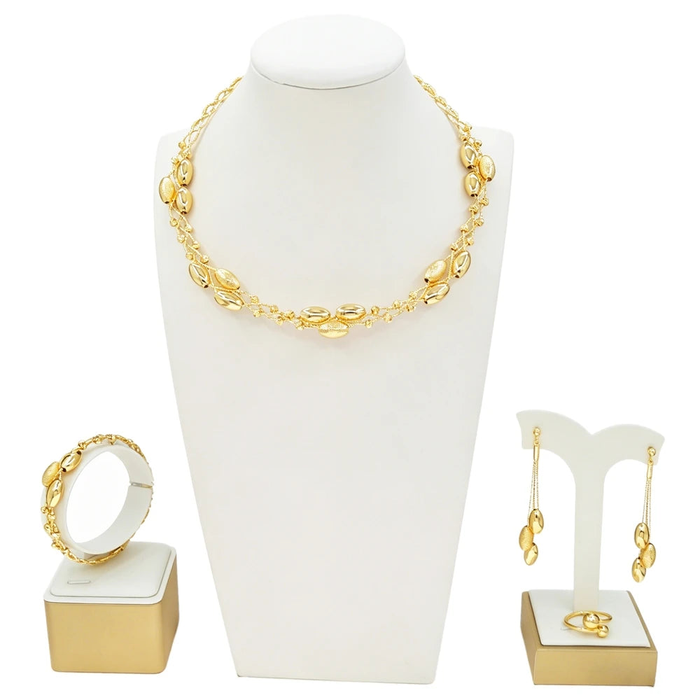Italian Jewelry Set Alloy Brazilian Jewelry Sets Wedding Party Pendant Necklace Bracelet Ring Earrings Jewelry Set  HK051222