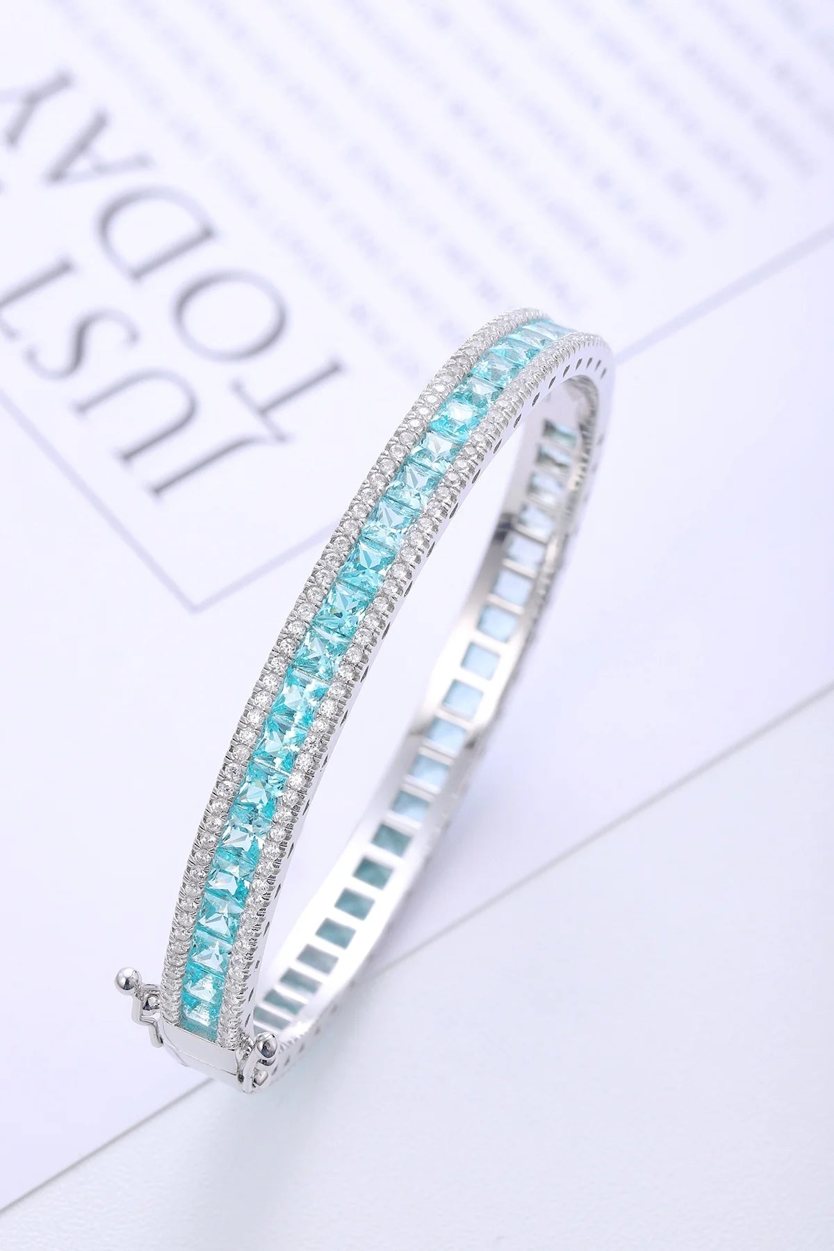 Gemfiori Brand New Bangles Women Jewellery Trending Pure 925 Sterling Silver Bangles for Female Lab Grown Paraiba Bracelets High Quality