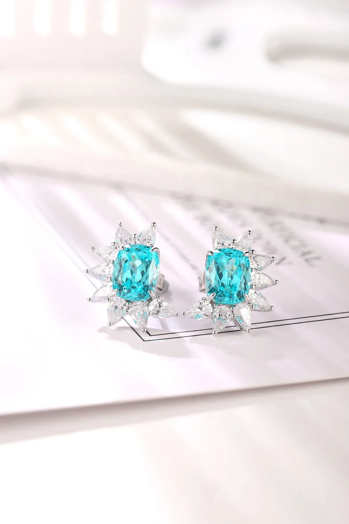 Gemfiori Anster High Quality S925 Lab Grown Paraiba Earring Stud Dainty Gemstone Stud Earrings for Women Daily Wear Gift