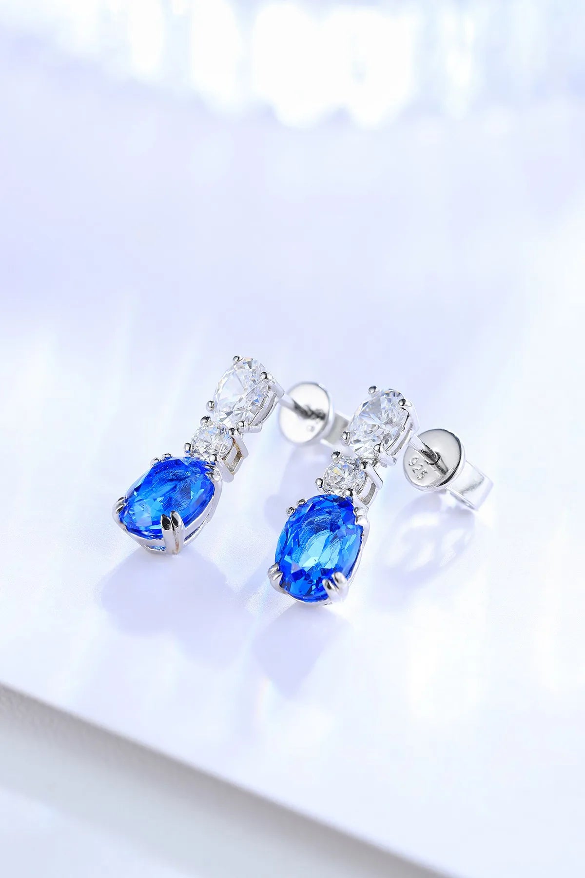 Gemfiori Anster High Quality S925 Lab Grown Cobalt Spinel Earring Stud Dainty Gemstone Stud Earrings for Women Daily Wear Gift
