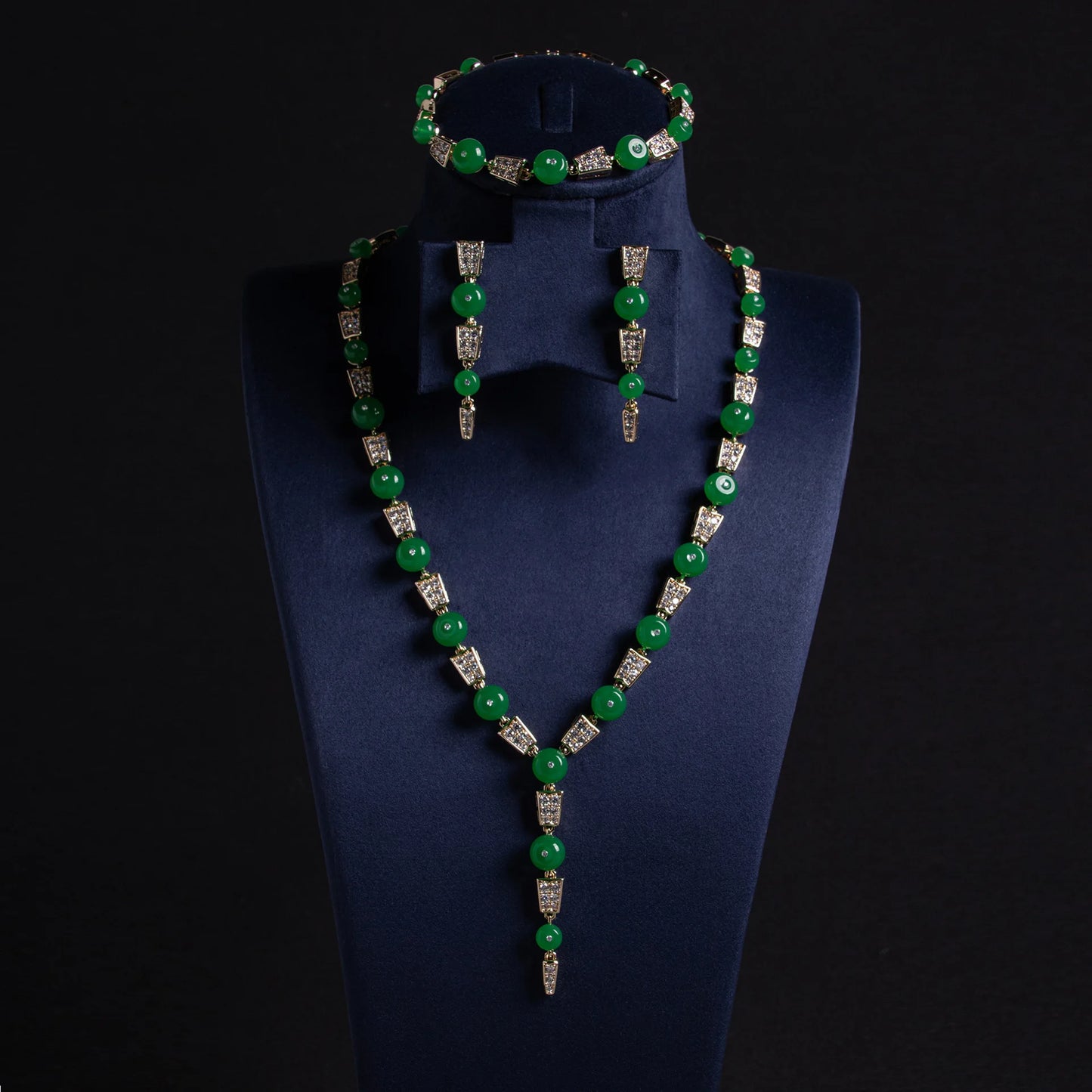 Famous Brand Green CZ Luxury African Jewelry Sets for Women Wedding Party Zircon Agate Dubai Bridal Jewelry Set Gift