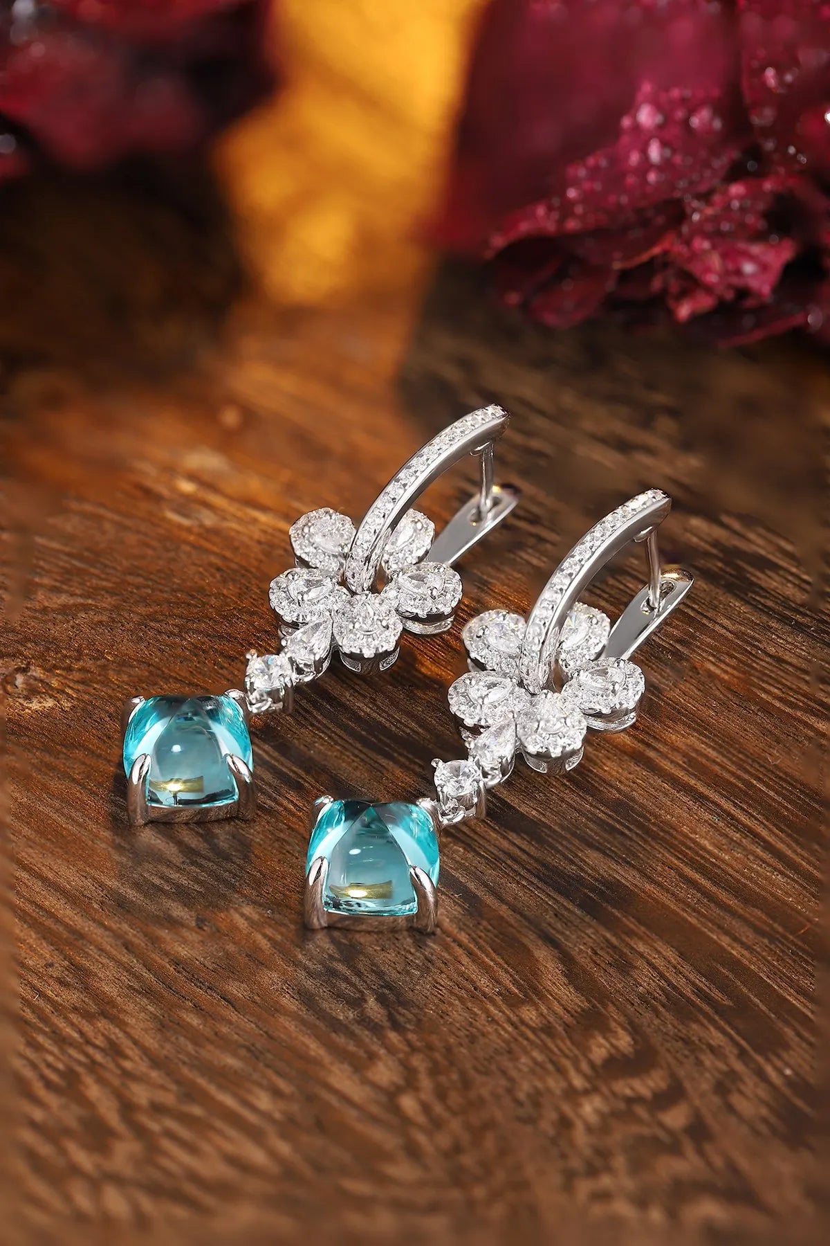 Gemfiori Custom Women's Paraiba Sugar Tower Earrings S925 Customized Symmetrical Design Earrings