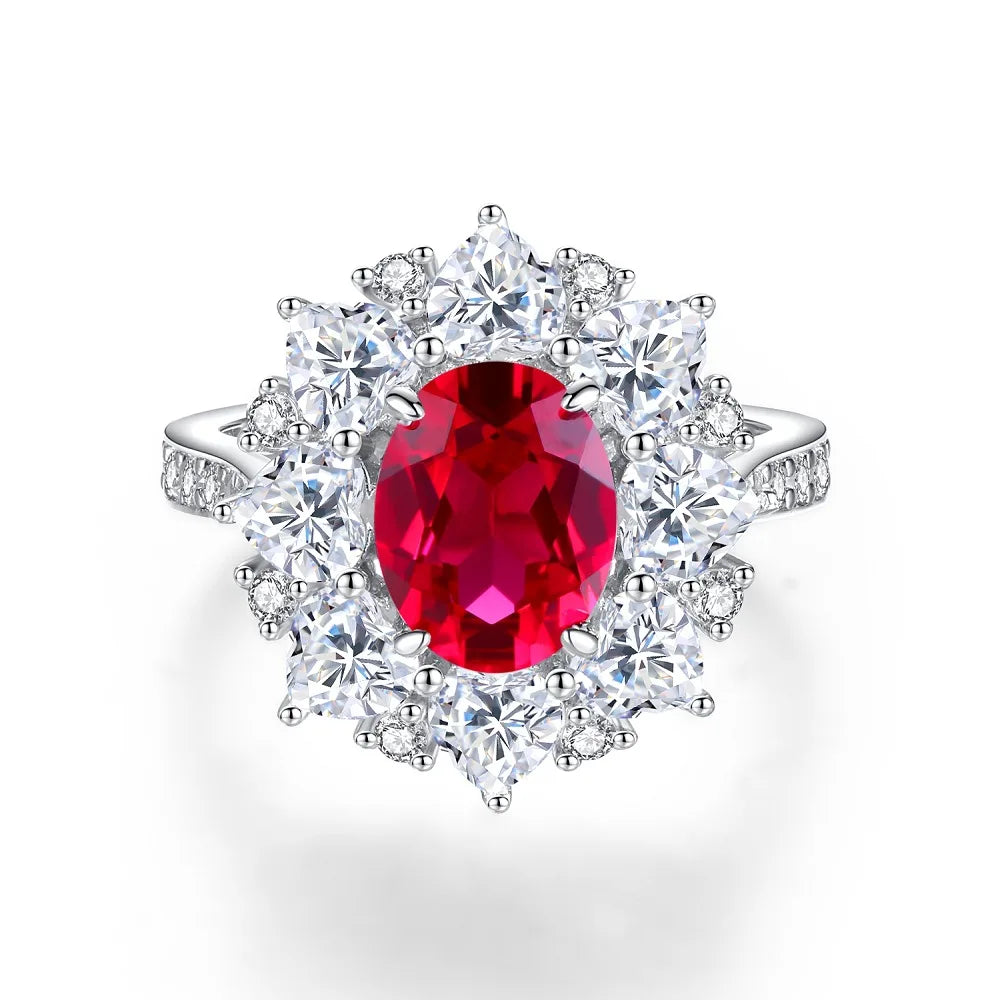 Wholesale Custom 925 Sterling Silver Ruby Rings Women Anniversary Wedding Red 5A 8A Zirconia Rings Jewelry Supplier Manufacturer