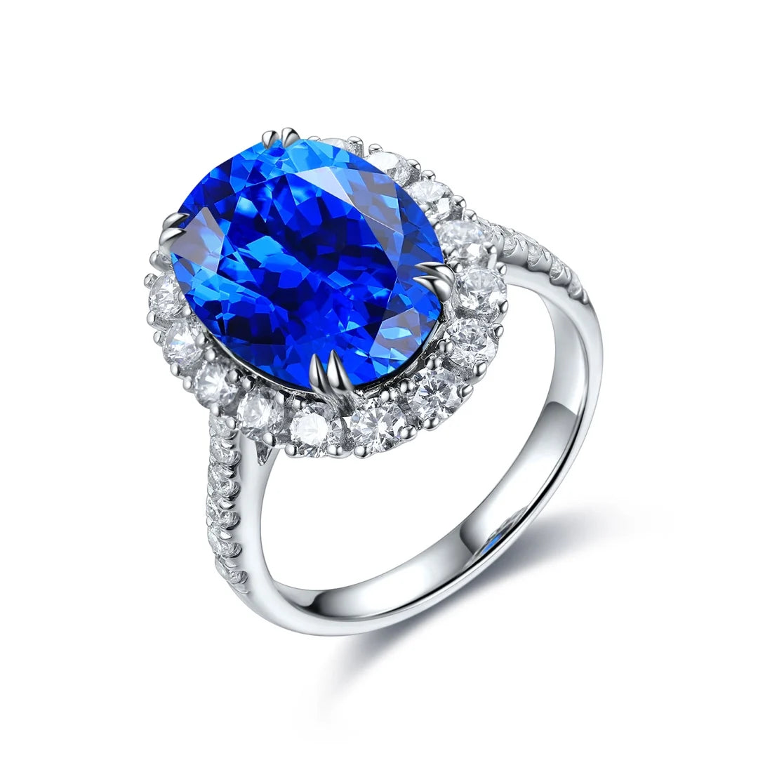 Gemfiori Miss Jewelry New Design 925 Sterling Silver Lab Grown Cobaltite Spinel Engagement Ring for Women