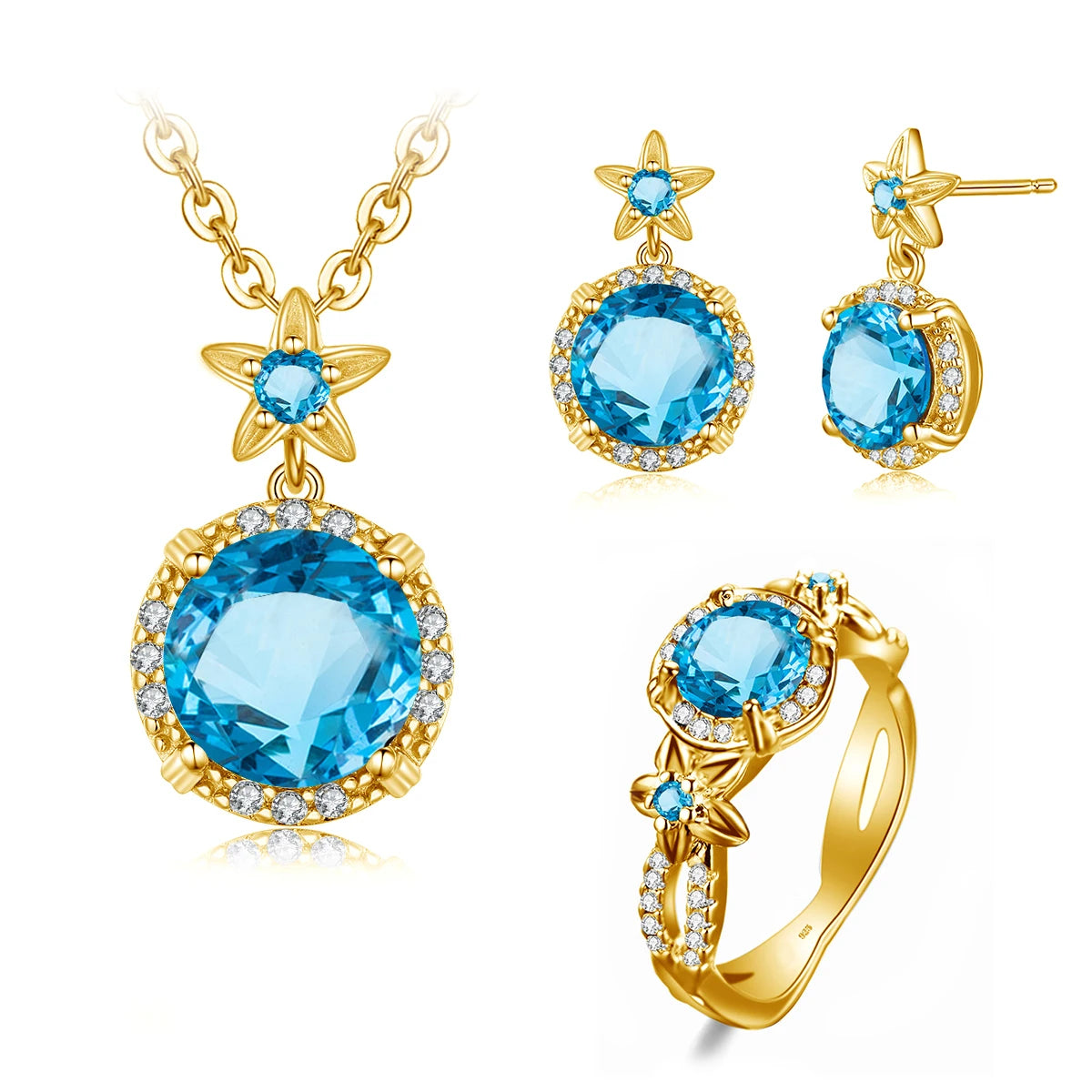 ArtistA French Noble Classic Jewelry Set Luxury Party Round Citrine 925 Ring Sterling Silver Women Jewellery Sets