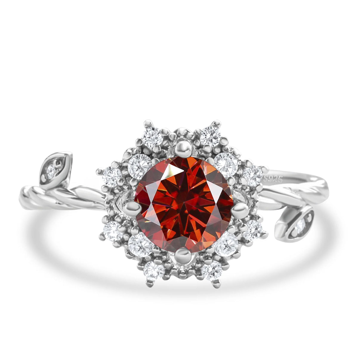 ArtistA Popular Fashion Jewelry 925 Sterling Silver Brilliant Round Cut 1CT VVS GRA Colored Moissanite Flower Rings for Women