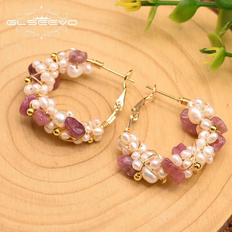 100% Natural Fresh Water Pearl Hoop Earrings for Women Engagement Birthday Luxury Jewelry Pendientes Mujer Earrings Bulk