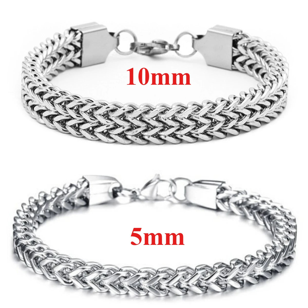 REBEL Stylish Stainless Steel Foxtail Chain Bracelet for Men Double Franco Link Chain Bracelets Jewelry