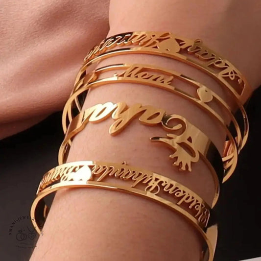 S&S Personalised Name Bangle — Stainless Steel | Gold, Silver & Rose Gold | S&S Collection