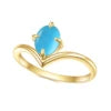 Gemfiori Abiding Classic Design 925 Silver Yellow Gold Plated Turquoise Rings Stacking Synthetic Gemstone Turquoise Ring in Stock