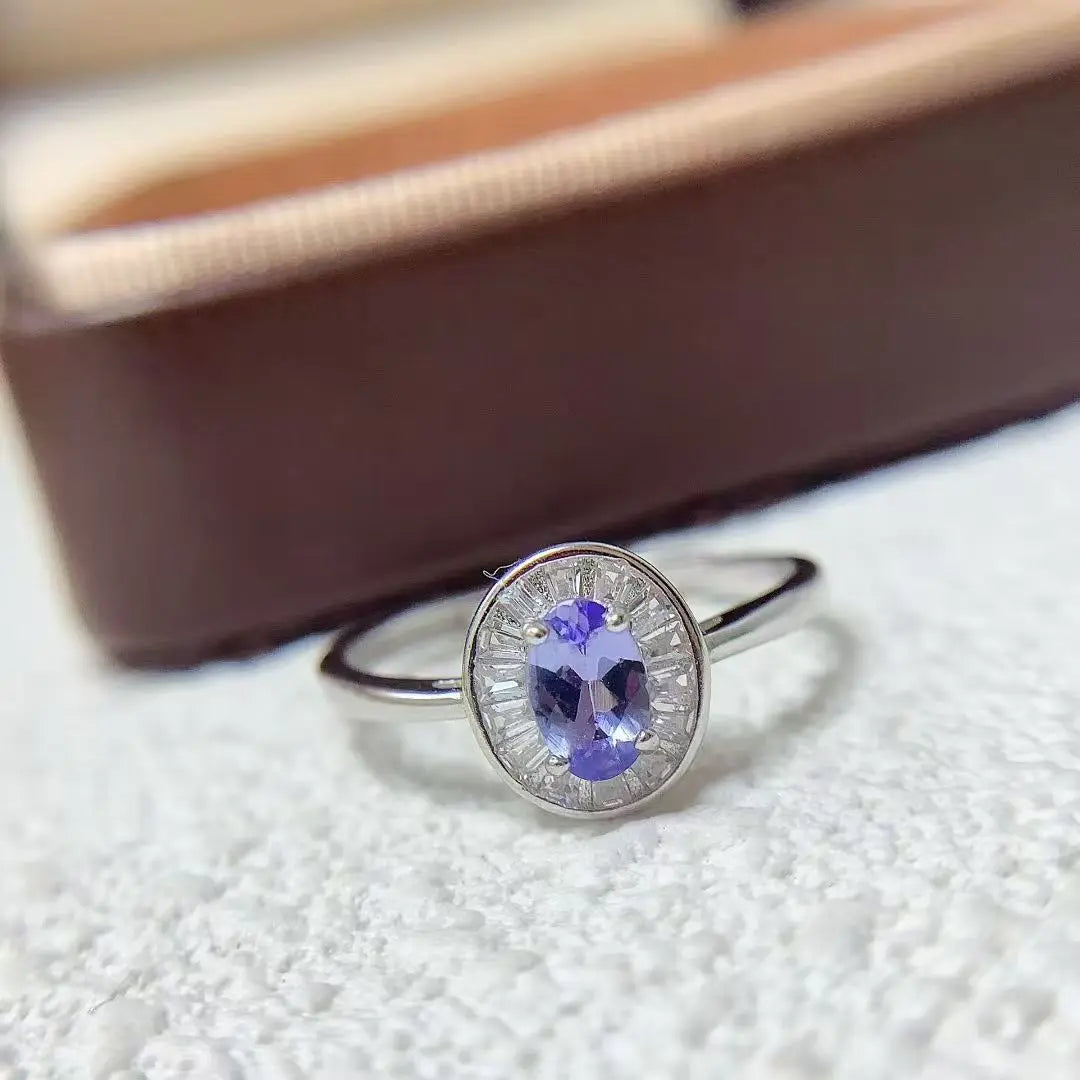 S&S 925 Silver Tanzanite Jewellery | Oval Cut 4×6mm | Ring, Necklace & Earrings | Luxury