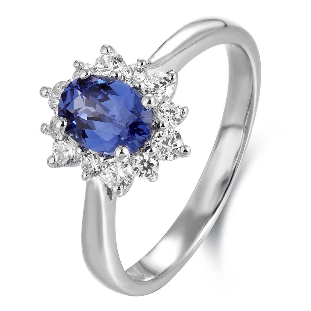 Gemfiori Jewelry Trendy High Quality S925 Silver Cultivated Sapphire Ring Unisex Engagement Ring for Wedding Party or Gift