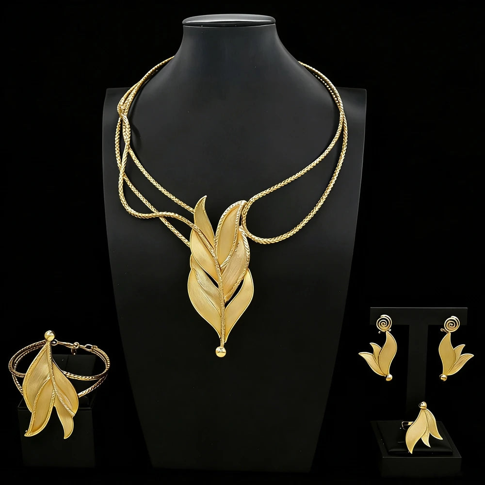 Italian Jewelry Set Alloy Brazilian Jewelry Sets Wedding Party Pendant Spiral Necklace Bracelet Ring Earrings Jewelry Set X00047