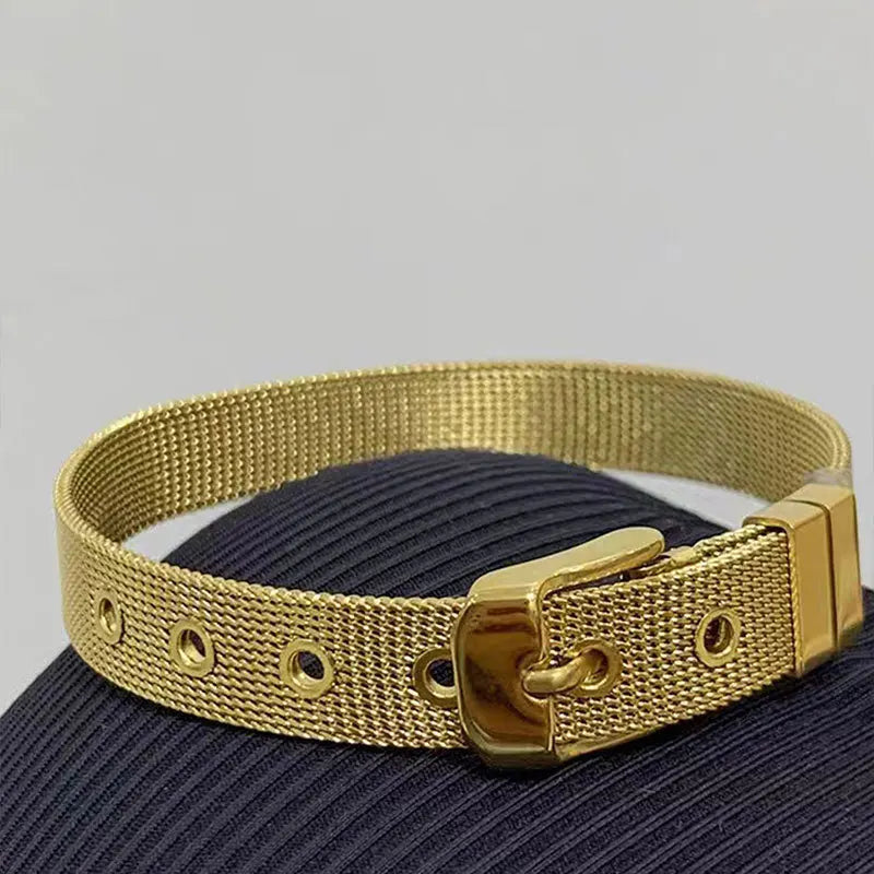 REBEL Stainless Inoxydable Stainless Steel 18K Gold Plated Roman Women Fashion Jewelry Bracelets Bangles