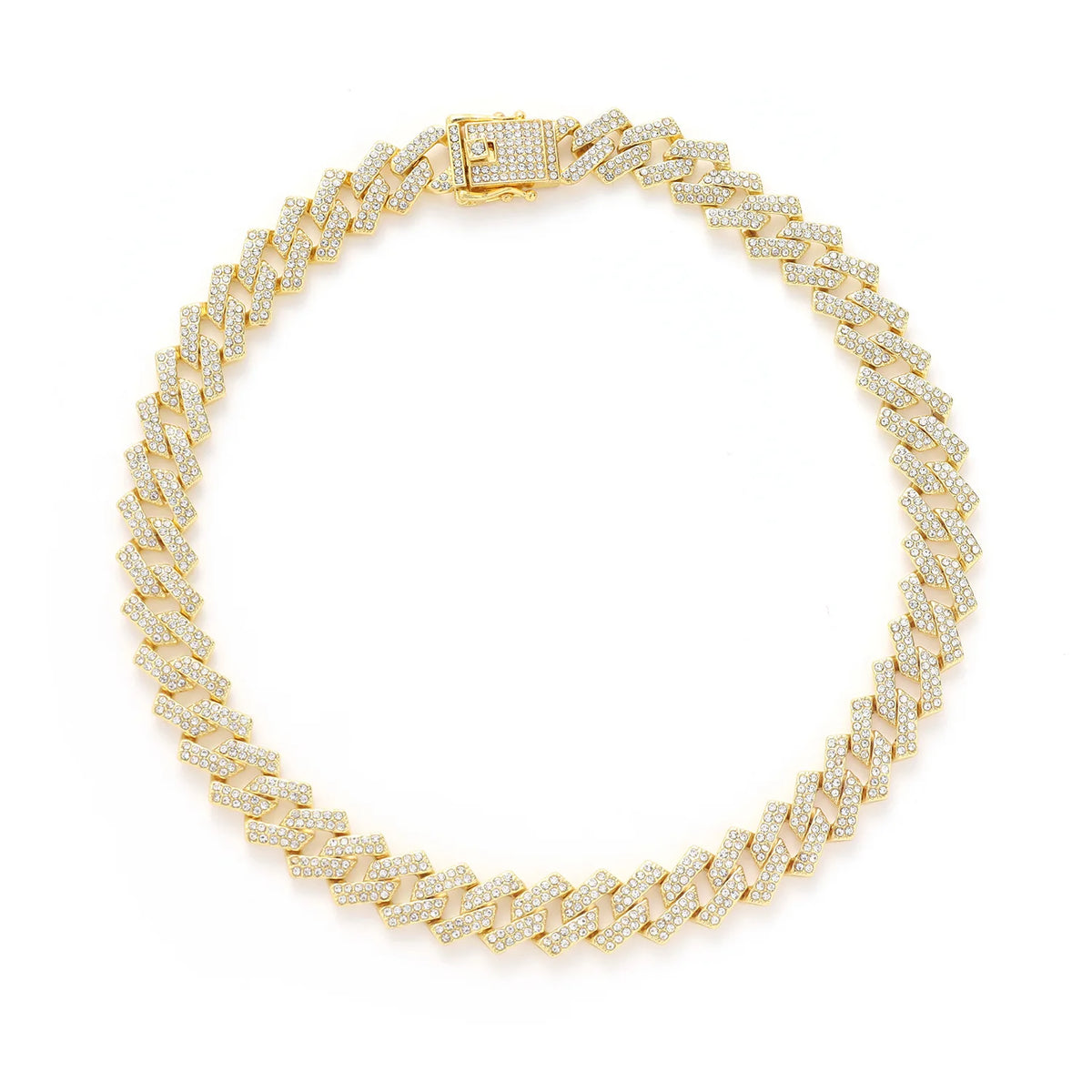 BiG-BOSS 15mm Iced Out Miami Cuban Link Chain Necklace CZ Double Row Hip Hop Jewelry for Men Gold Plated