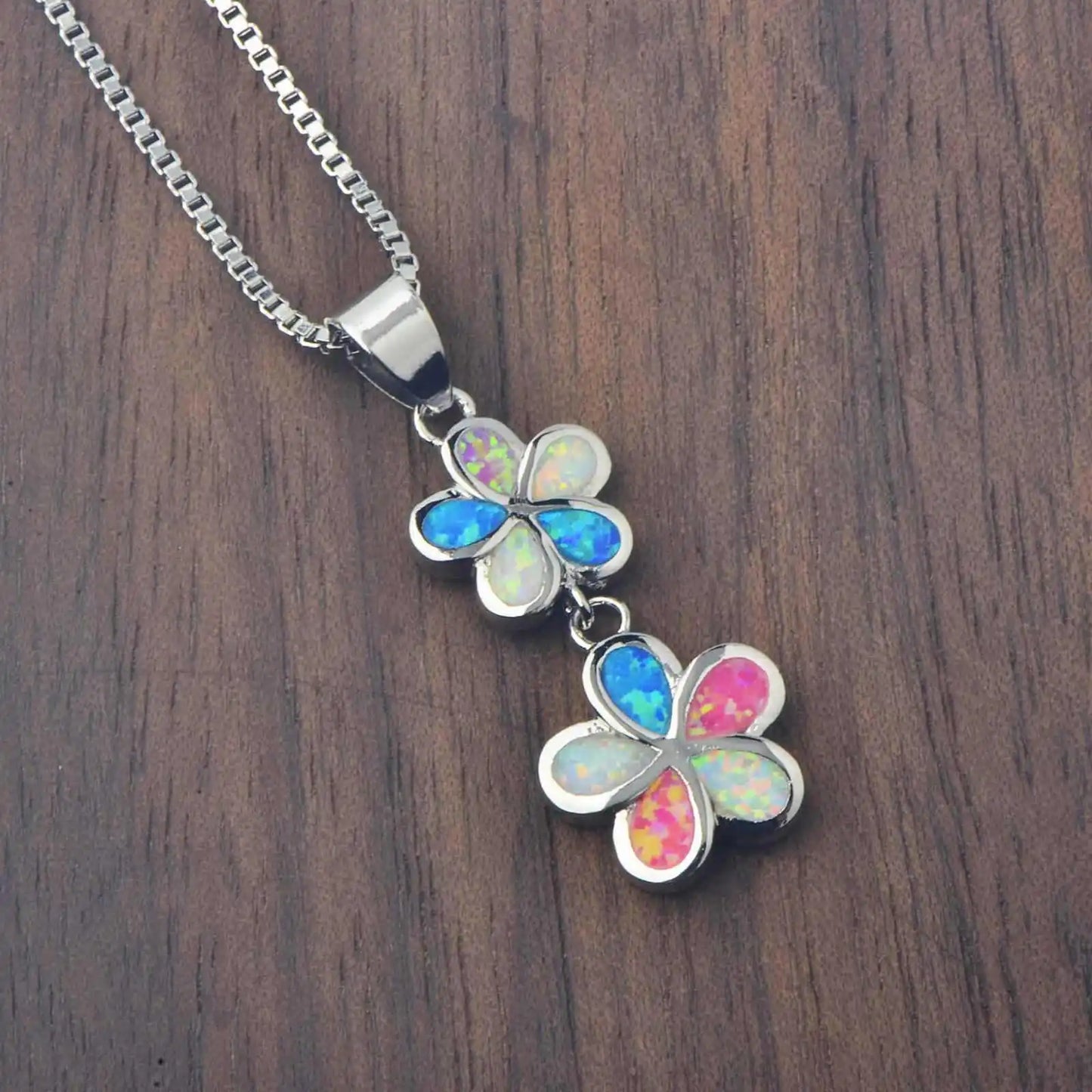 TikTok Ins Trendy Hawaiian Flower Opal Necklace - Boho Chic Pendant Jewelry Wholesale