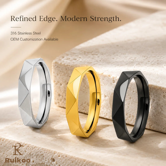 NEWLiFE REBEL Quayside Loop Cross Ring in Stainless Steel