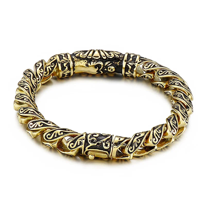 KALEN Personality Retro Cast Totem Pattern Bracelet Homme Men Stainless Steel Jewelry Bracelets Bangles for Men